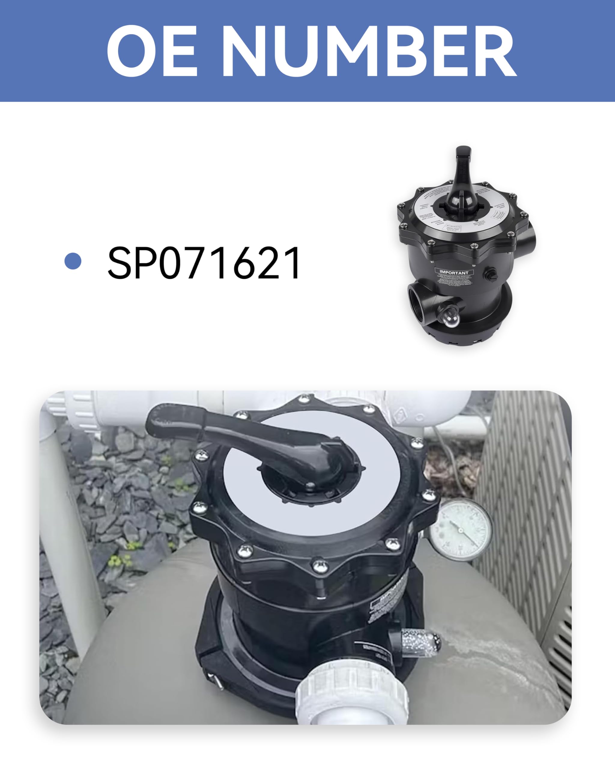 Hayward Pro Series Sandfilter-Steuerventil SP071621 Filter S310T2 S270T2 S310T2 S360T2 6-Positionen-Vari-Flo-Steuerventil