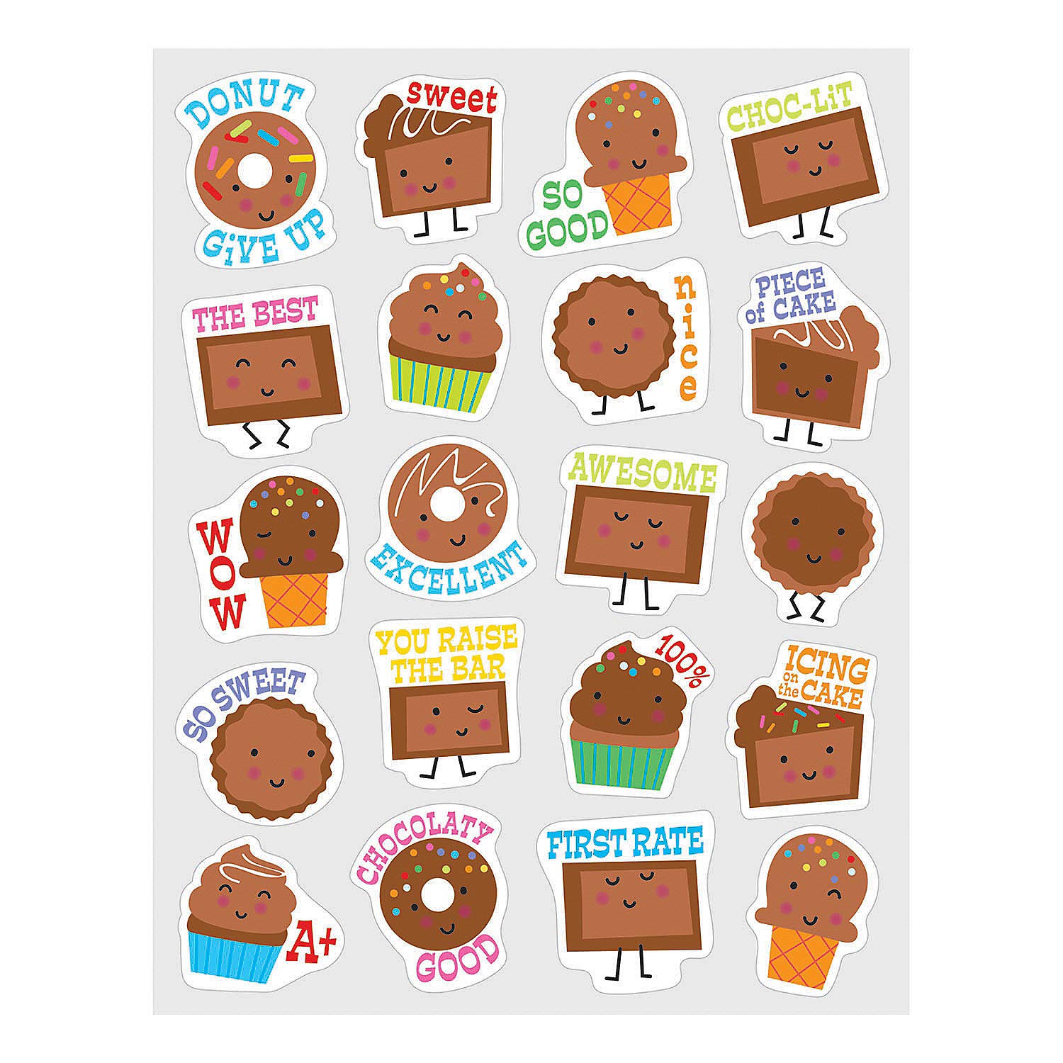 Fun Express Chocolate Scented Stickers - 80 Pieces - Educational and Learning Activities for Kids