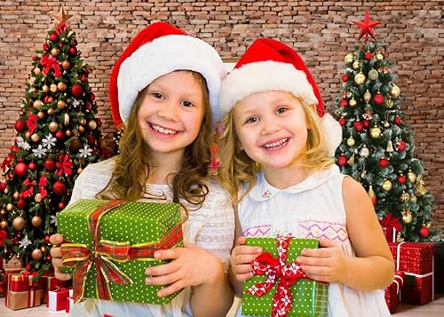 Miniatura 9 de Telón de fondo de chimenea de Navidad de 7 x 5 pies, árboles de Navidad, calcetines de Navidad, cajas de regalo, pared de ladrillo, fondo de