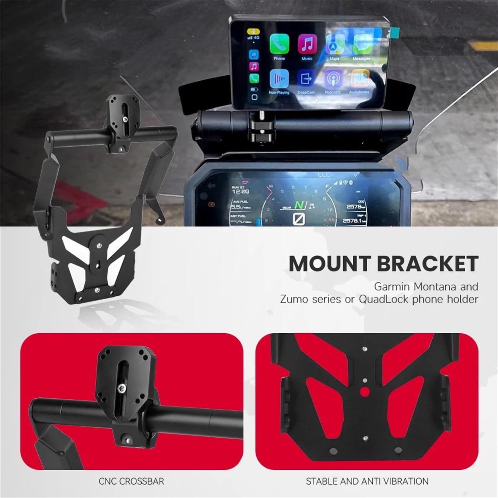 Uchwyt do nawigacji GPS uchwyt Uchwyt na telefon z nawigacją GPS pasujący do YAMAHA Tracer 9 GT, wspornik przedłużający kierownicę(22mm-Phone Stand)