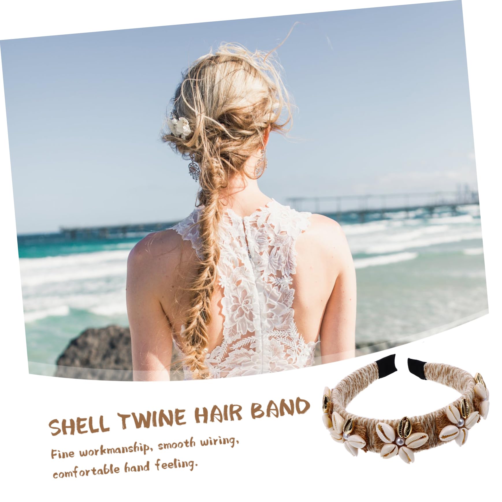 FRCOLOR 3 Diademas De Conchas Marinas Para Mujer Tocado De Conchas Marinas Diademas Anchas Y Cómodas Accesorio De Playa