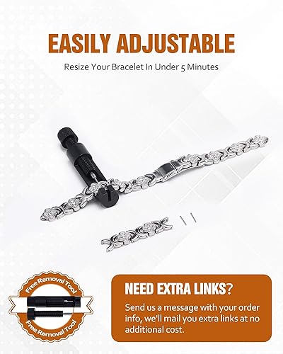 Miniatura 5 de Jecanori Pulseras magnéticas para mujer con imanes Gauss 3800 mejorados, pulseras de acero inoxidable con trébol de cuatro hojas para mujer, regalos