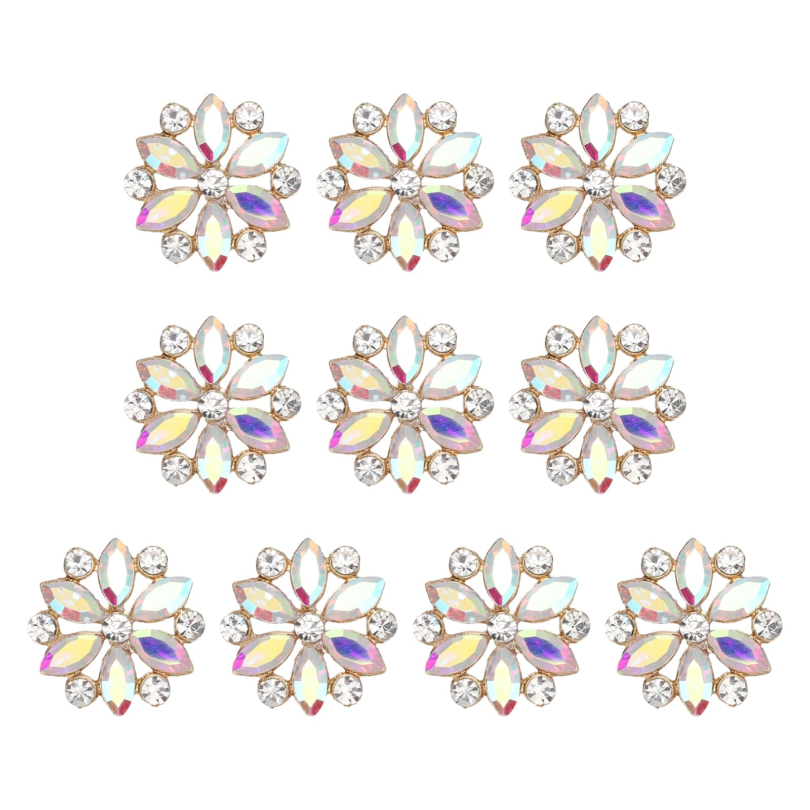 PATIKIL 10pcs Rhinestone Buttons for Clothing, 0.8"(20mm) Flower Crystal Buttons Diamond Flowers Embellishments Sew on Bulk for Crafts DIY Sewing Clothing Jewelry Making, AB Color โ image 1