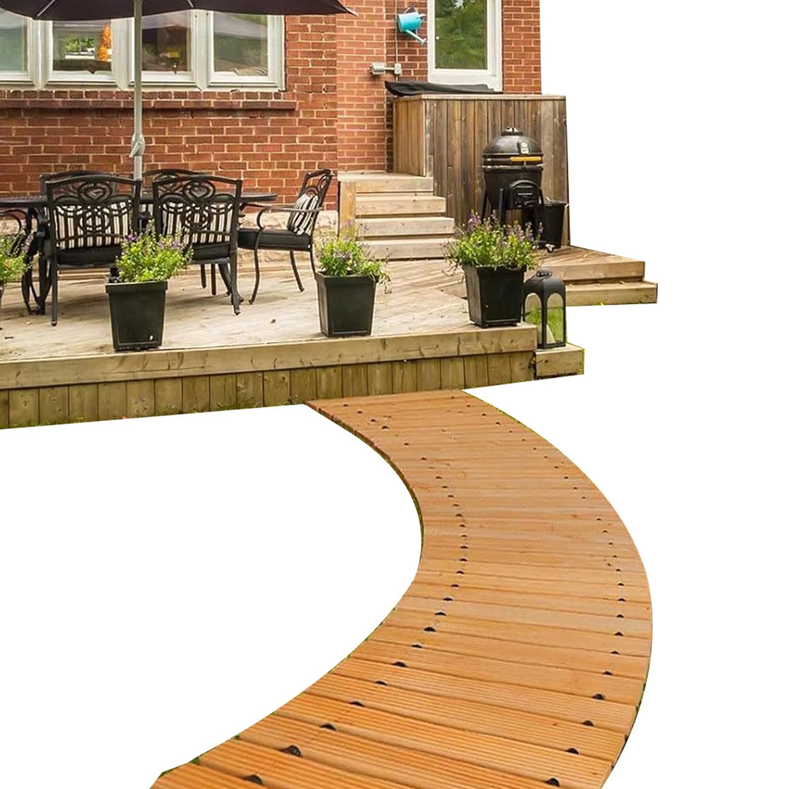 Gartenweg aus Holz – einfach zu installieren, Allwetter, Holzsteg für den Garten, für Hochzeit, Campingplatz, Terrasse, Eingang, Pool, Umrandung, Gärtner, Enthusiasten, Landschaftsgärtner