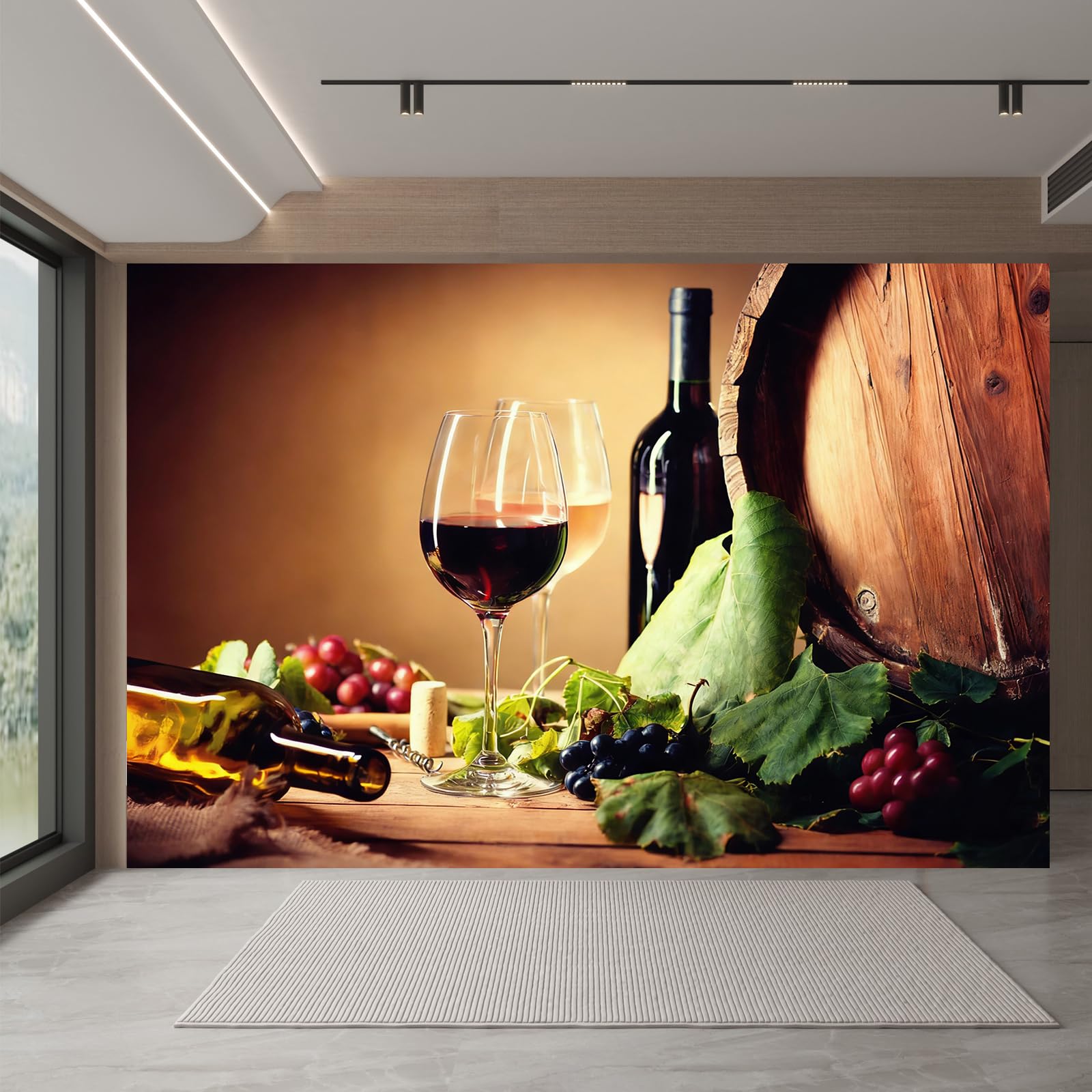 Carta da parati effetto 3D Vino 366x 254 cm Murale Non Tessuto Stile Pastorale Fotomurale Stampa HD Moderna Poster Per Soggiorno E Camera Da Letto Design 1M3982