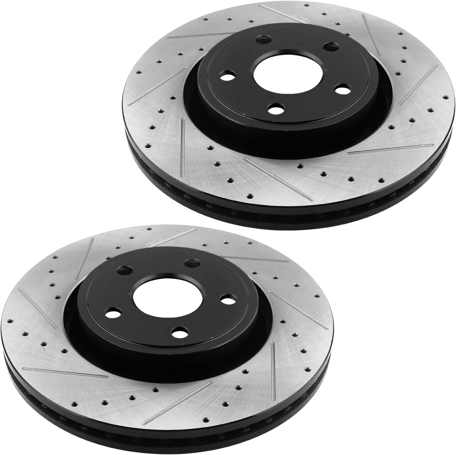 Front Rotors, 350mm Drilled & Slotted Design Brake Rotor Replacement for Dodge Durango, Jeep Grand Cherokee Disc Brake Rotor 53064