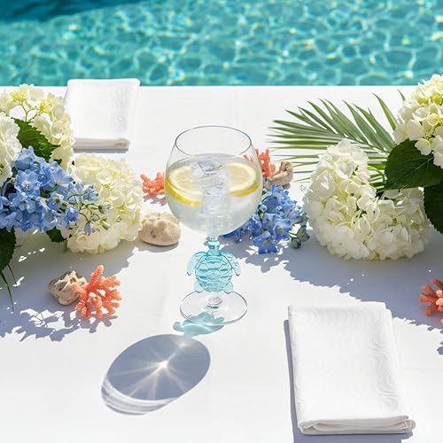 Miniatura 6 de Supreme Housewares Juego de 2 copas de vino con tallo de tortuga marina, reutilizables, inastillables, con forma de tortuga marina azul, para vino