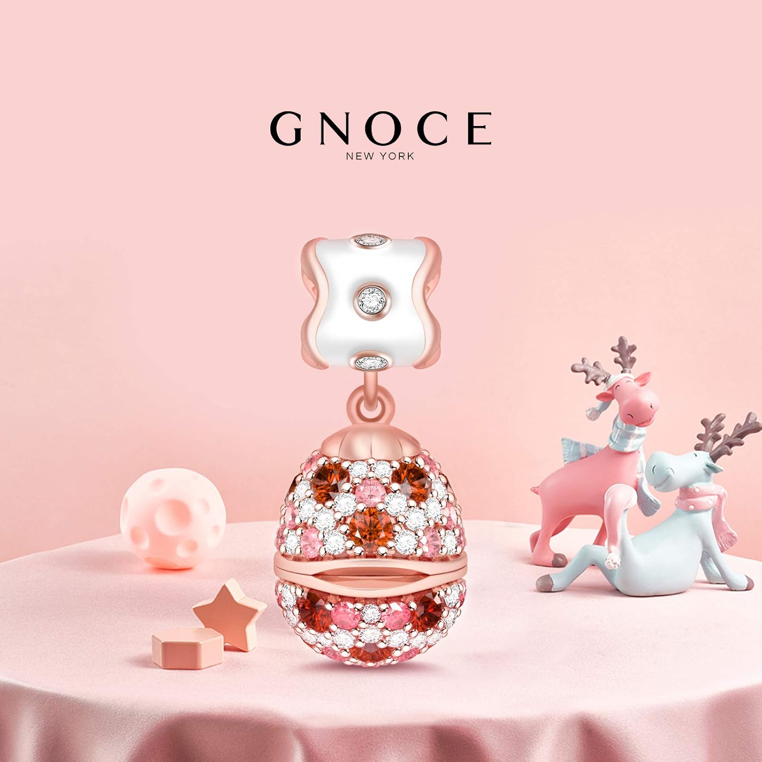 GNOCE Easter Egg Pendant Charms Openable with Heart Dangle Beads Charm 925 Sterling Silver Colorful Enamels Fit Bracelet/Necklace For Women Mother's Day Gift (style-2)