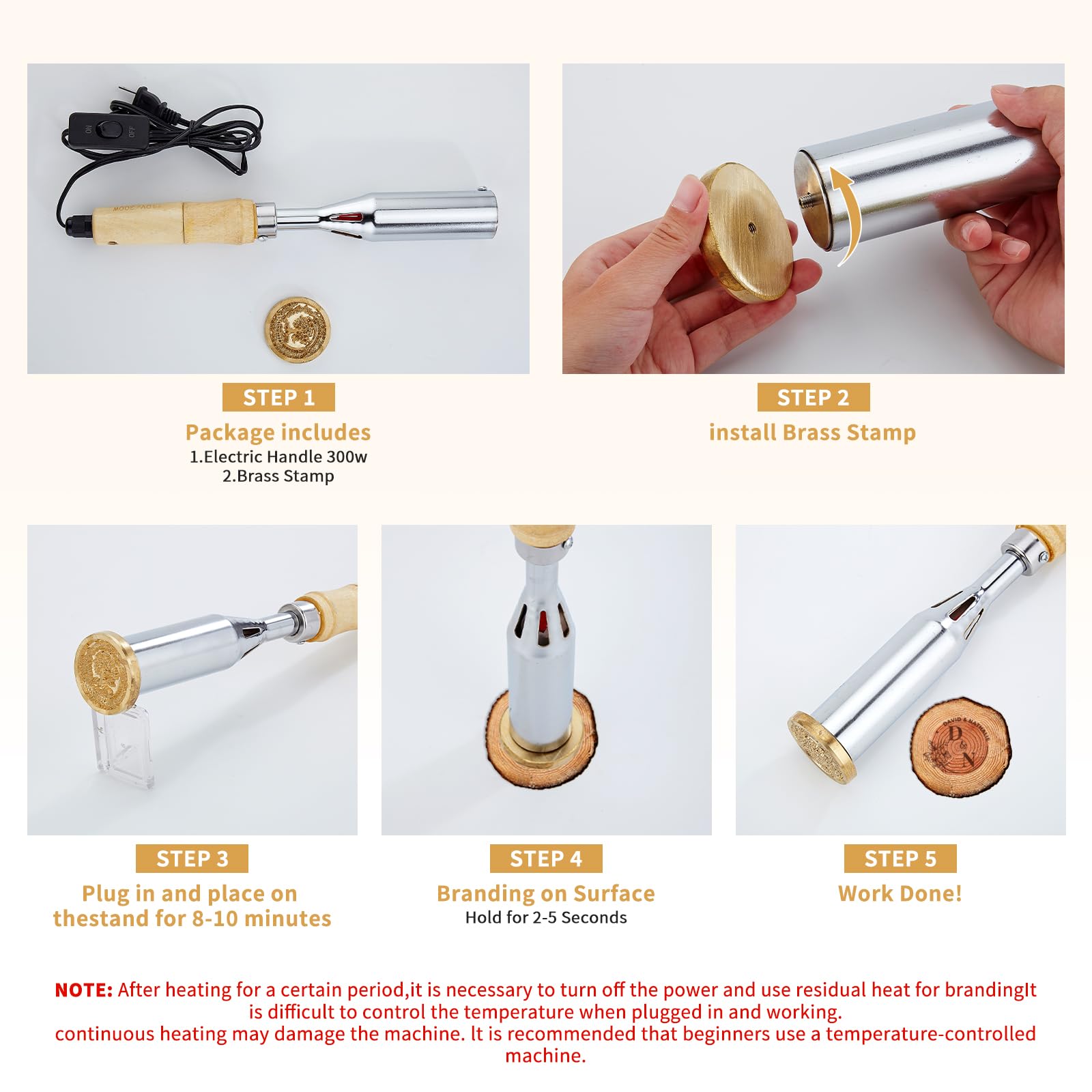 Ferro elettrico personalizzato per branding, timbro in metallo personalizzato per carne, pelle e torte, 300 W, 220 V, ferro da stiro a legna per regali di nozze
