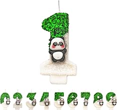 Number 1 Birthday Candle, 3D Green and White Glittery Cake Topper, Perfect for Birthday Party
