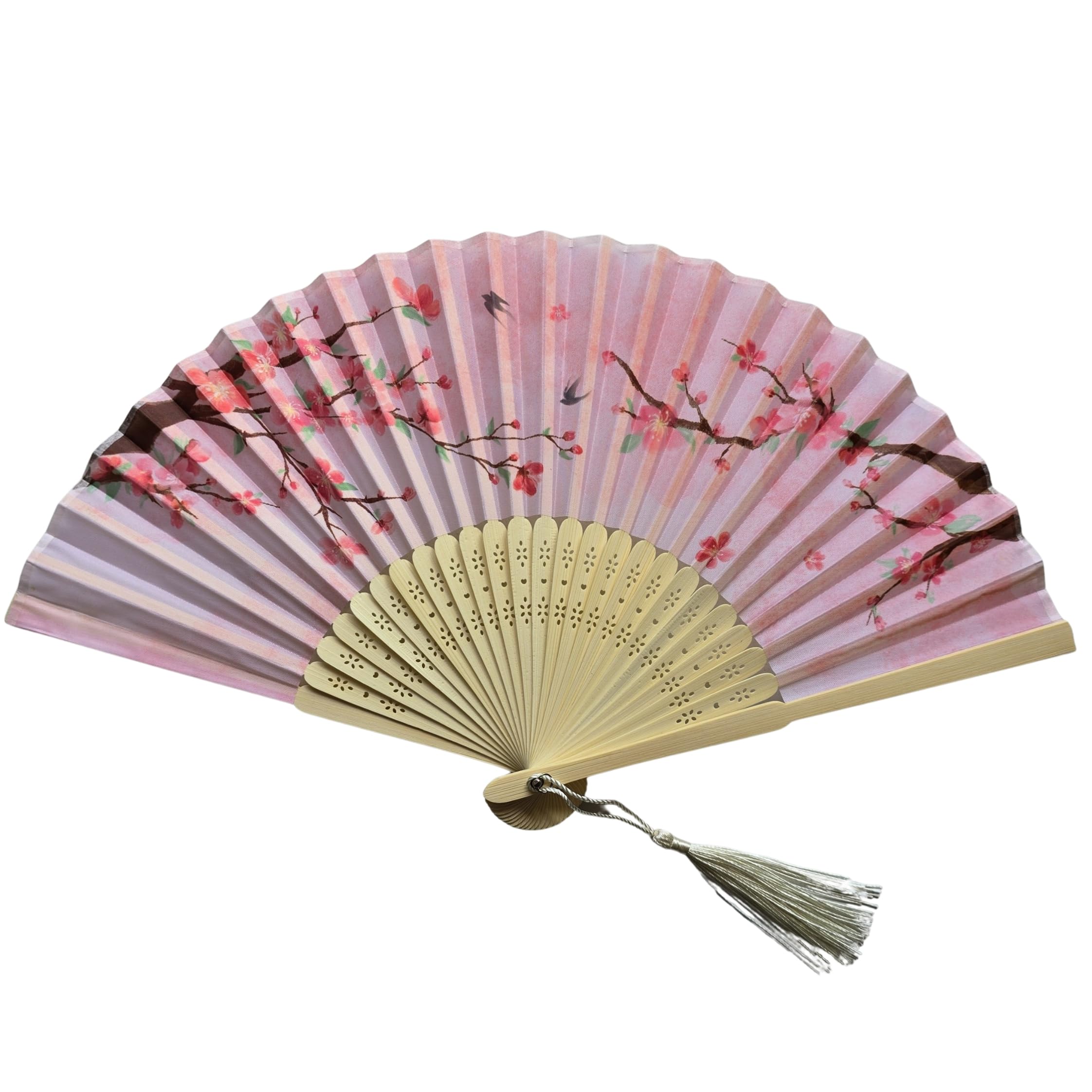 GFM® Bamboo Silk Handheld Folding Hand Fan for Summer, Wedding, Party Favour (FLSLK-CH-57) — image 1