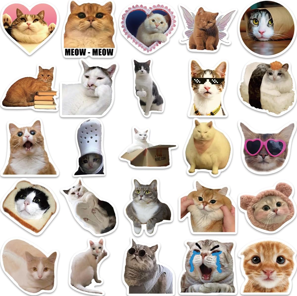 Cute Cat Stickers, Funny Cat Meme Stickers for Adults, 50PCS Funny Kawaii Animal Vinyl Waterproof Sticker for Laptop, Water Bottles, Phone, Scrapbook, Kiiten Pet Lovers Decals(B) - Image 6