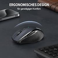 TECKNET Bluetooth Wireless Egér 4800 DPI, Tri-Mode (BT 5.0/3.0/2.4G), Csendes Számítógép Egér Laptophoz 4
