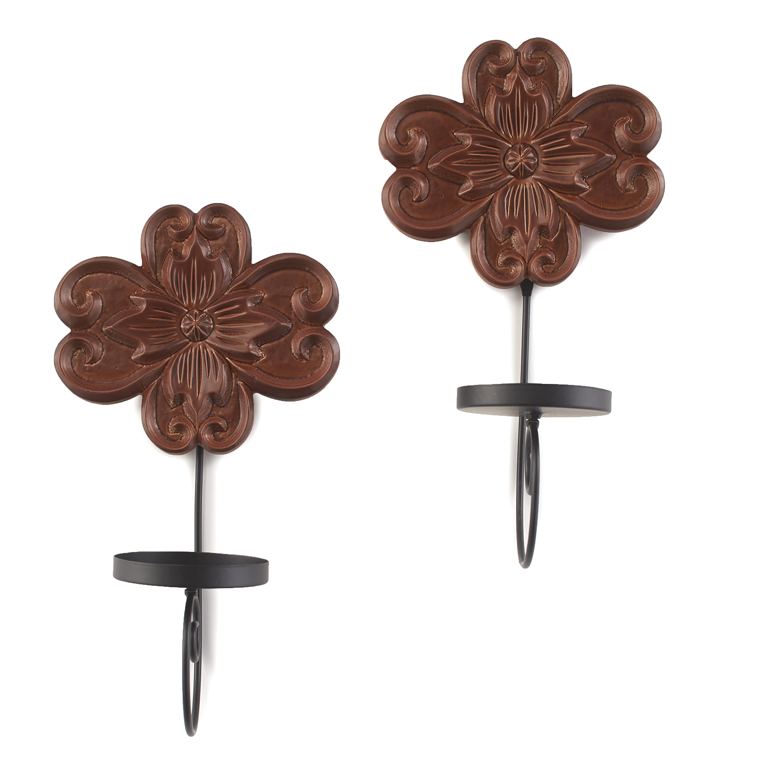 Set of 2 Candle Sconces Walnut