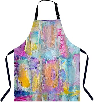 Oil paints cover Abstract print Multicolor Apron Adjustable Neck Bib Apron for Men Women,Suitable for Kitchen Cooking Waitress Chef Apron
