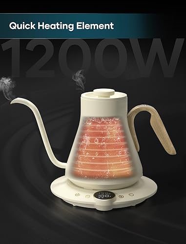 Miniatura 5 de Hervidores eléctricos, hervidor eléctrico de cuello de cisne INTASTING, control de temperatura de 1 , interior de acero inoxidable, calentamiento