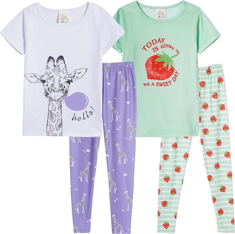 Children Girl Pajamas Set Soft Comfy Sleepwear Pajamas Size 4 to 14 Years