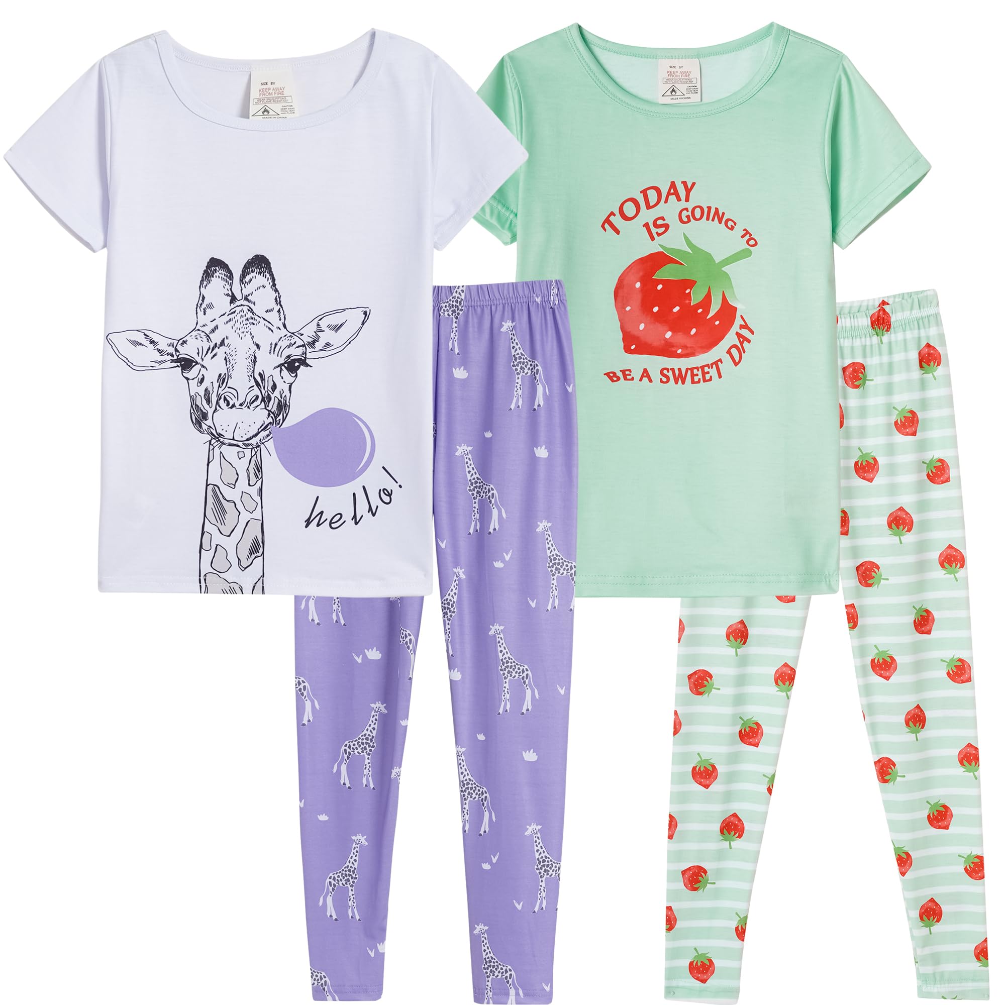 MyFav Children Girl Pajamas Set Soft Comfy Sleepwear Pajamas Size 4 to 14 Years