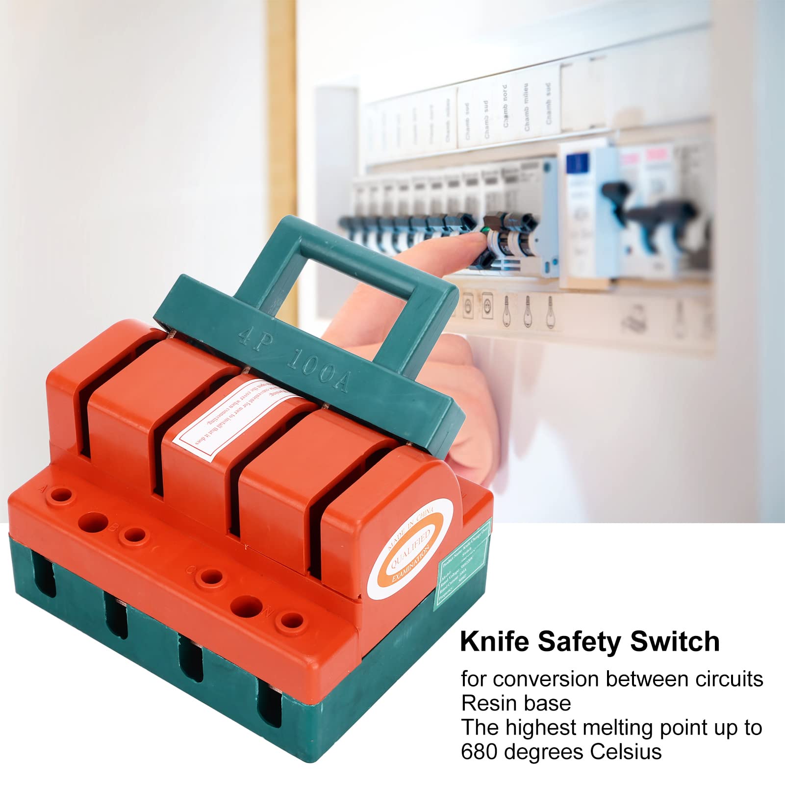 4 Pole Double Throw Knife Switch, 100A 380V Safety Control Switch, Avoid Shock Copper Power Disconnector Switch, Suitable for Fail Safe Circuit Breaker Backup Generator Switch Power Switch