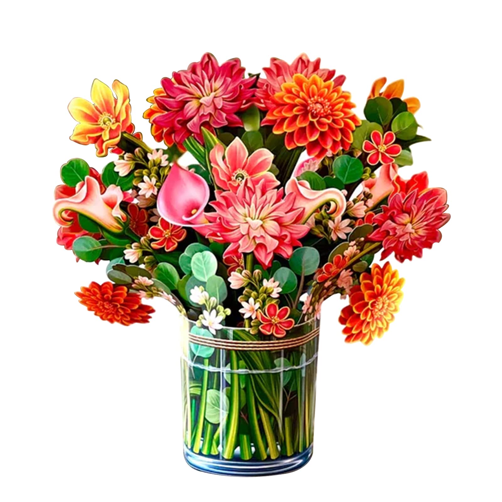 Biglietto Pop-Up 3D A Forma Di Bouquet Di Fiori – 21 Cm Con Busta E Tagliando | Regalo Per Festa Della Mamma E Compleanno Donna