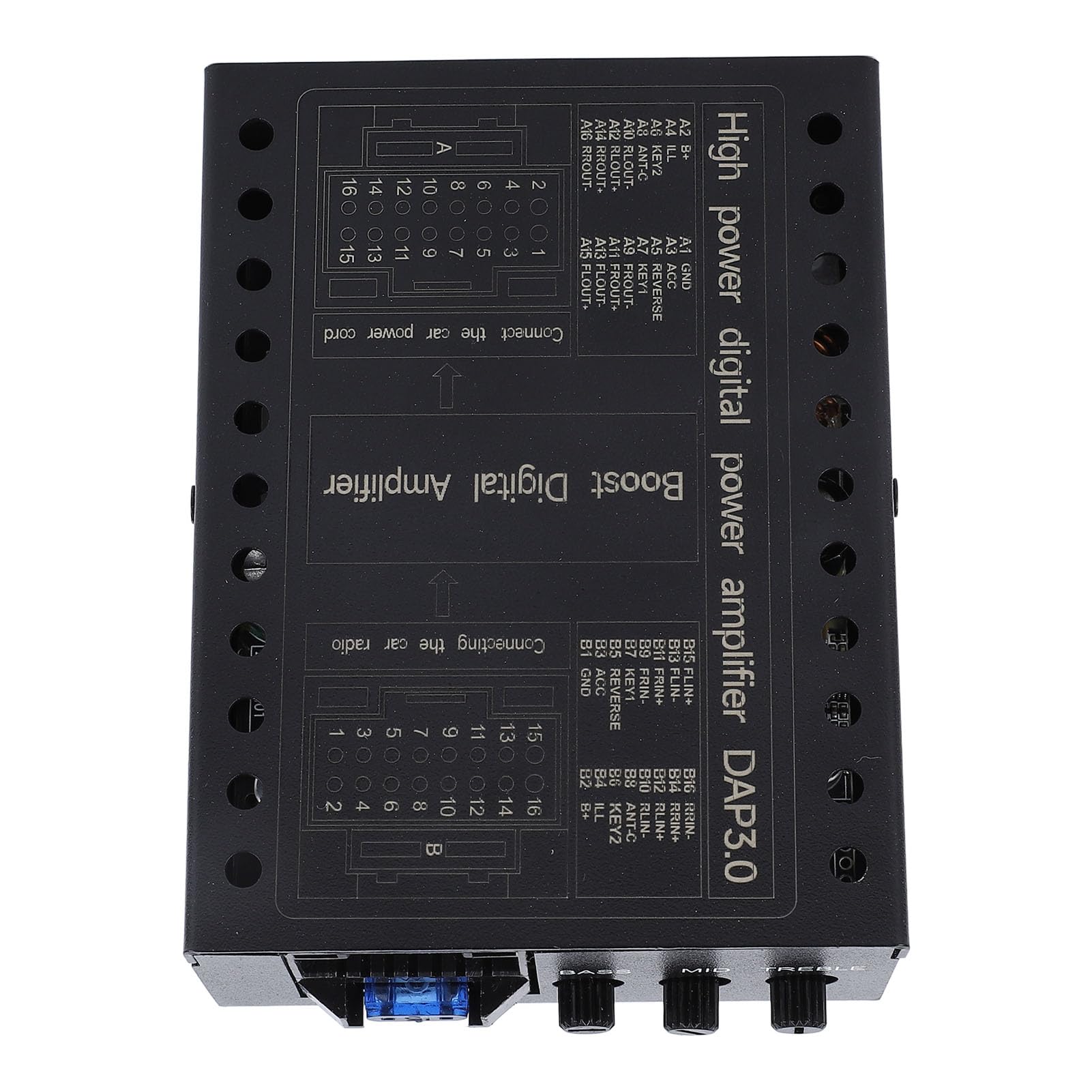 Keenso Amplificador de Procesador de Sonido Digital para Automóvil, Amplificador para Automóvil DC12V, Caja Amplificadora DSP para Automóvil Clase AB Estable de 2/4 Ohmios para Sistemas