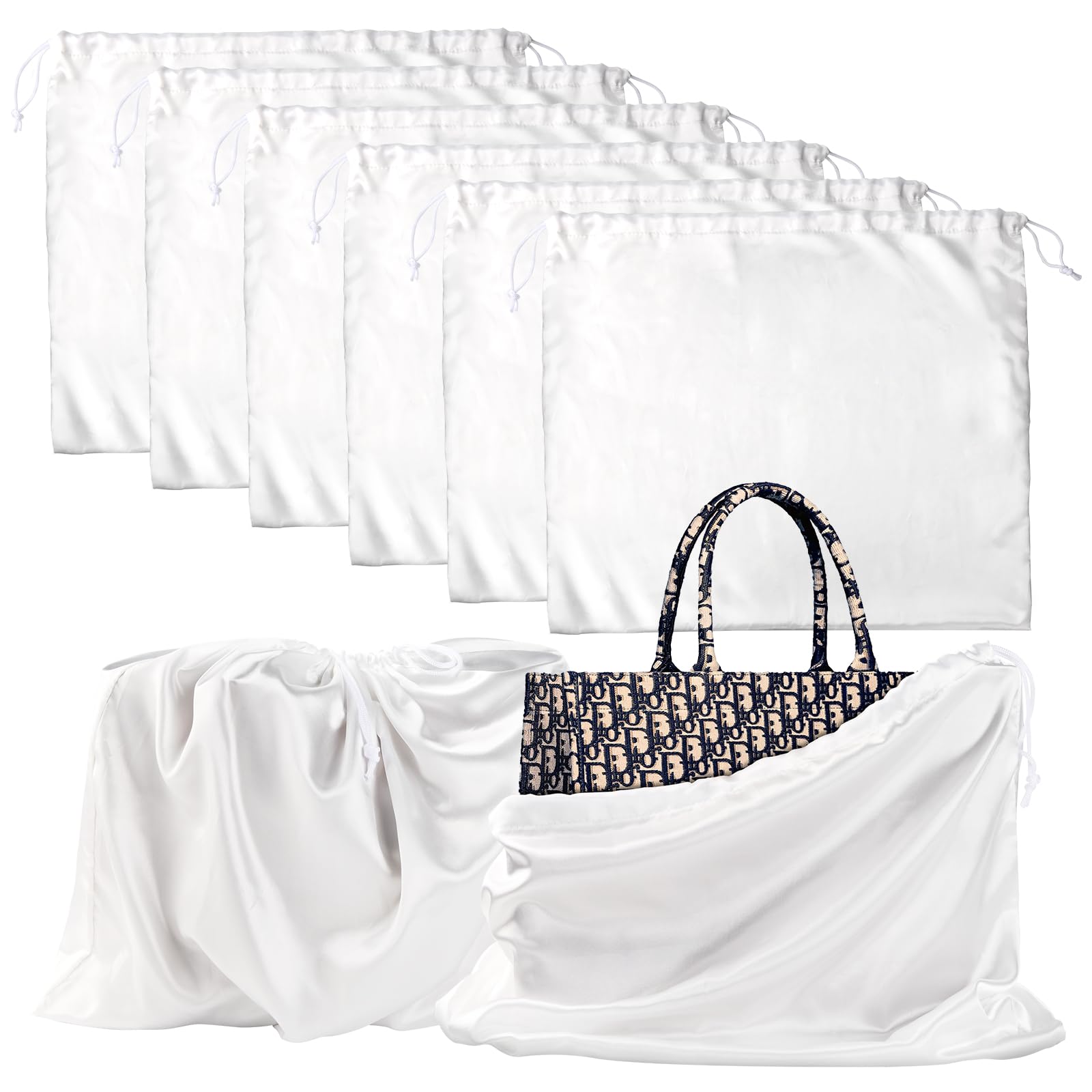 Belinlen 6 Pack 19.6x15.7in Purse Dust Bags for Storage, Dust Bags for Handbags Silk Cloth Bag With Drawstring for Storage Handbag, Purse, Shoes,