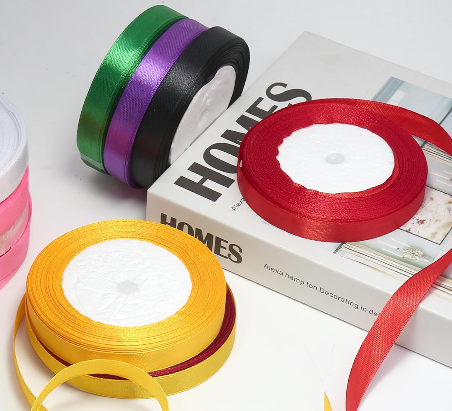 Luomorgo 1/2 Inch Satin Ribbon, 25 Yards Black Satin Ribbon, Fabric Ribbon for Gift Wrapping, Flower Bouquet, DIY Craft, Sewing, Wedding, Birthday Party Decorations - Image 5