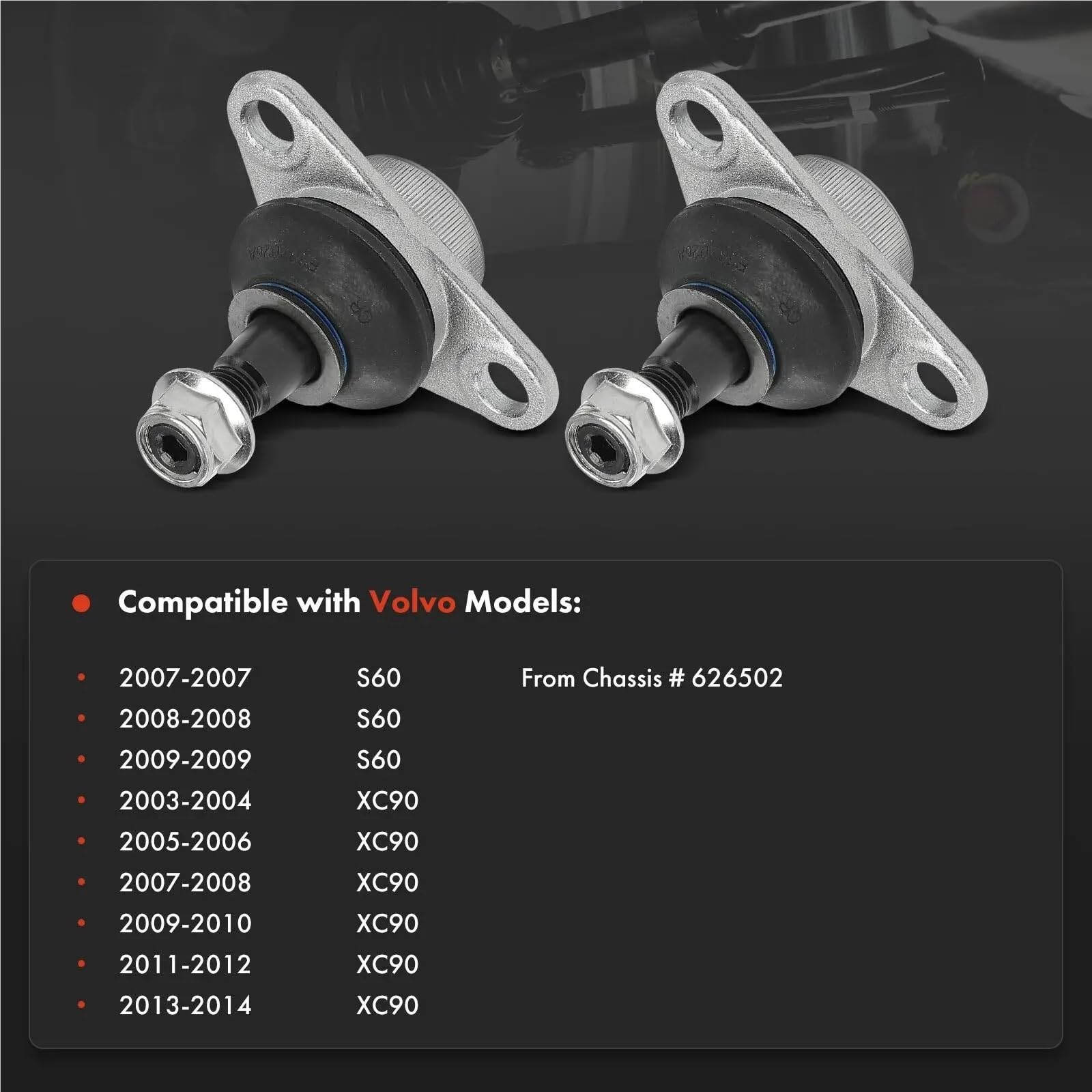 Ściągacz przegubu kulowego Pasuje do Volvo XC90 2003 2004-2014 S60 2007-2009 274377 523123 274523 274573 31201485 K500153 2 sztuk przedni dolny przegub kulowy