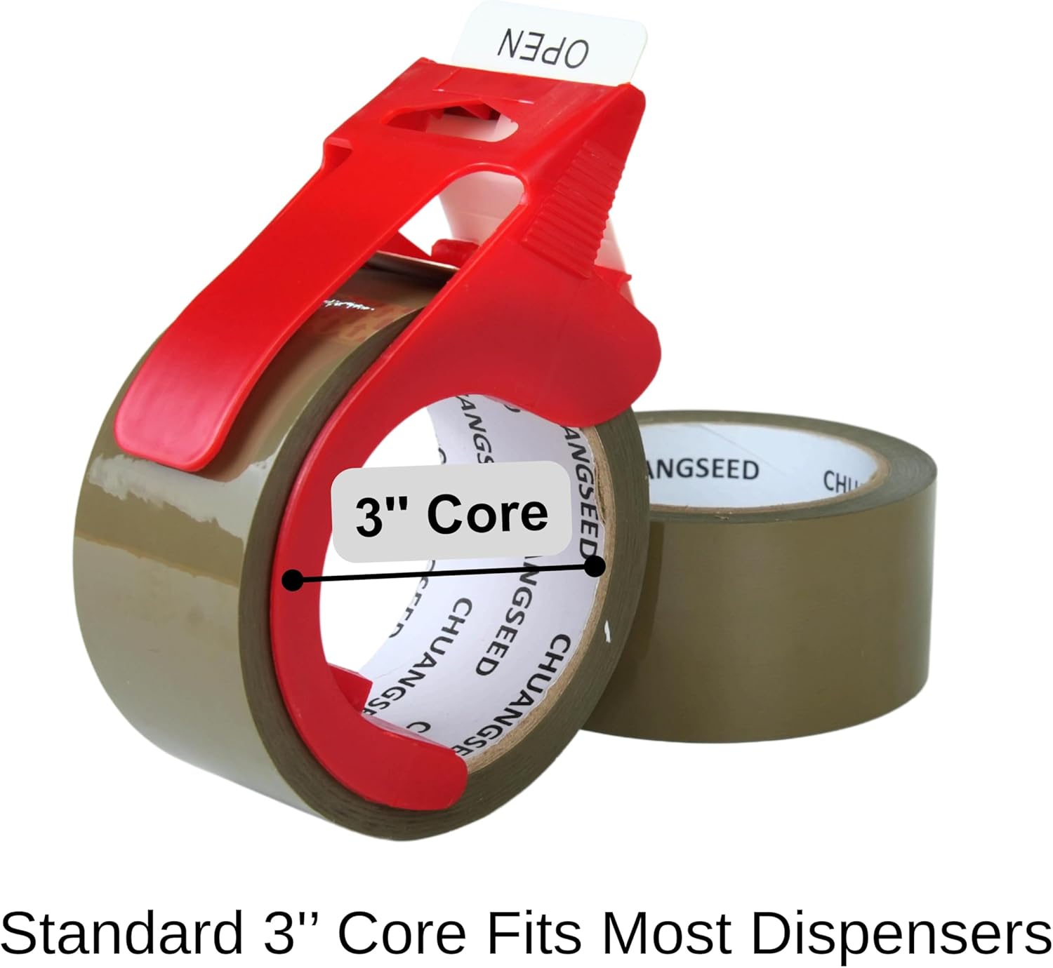 12-Pack Brown Packing Tape with Dispenser, 2.4 Mil 1.88 Inch x 60 Yards,Total 720yds,12 Refills Rolls Packaging Tape for Moving, Shipping and Storage