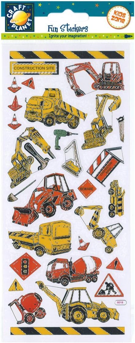 Craft Planet Fun Stickers, Construction Site Vehicles, Stickers For Young Crafters, Posters, Card Making, Scrapbooking, Party Bag Fillers, Sticker Book, Reward Chart Stickers, Invites, Craft Supplies