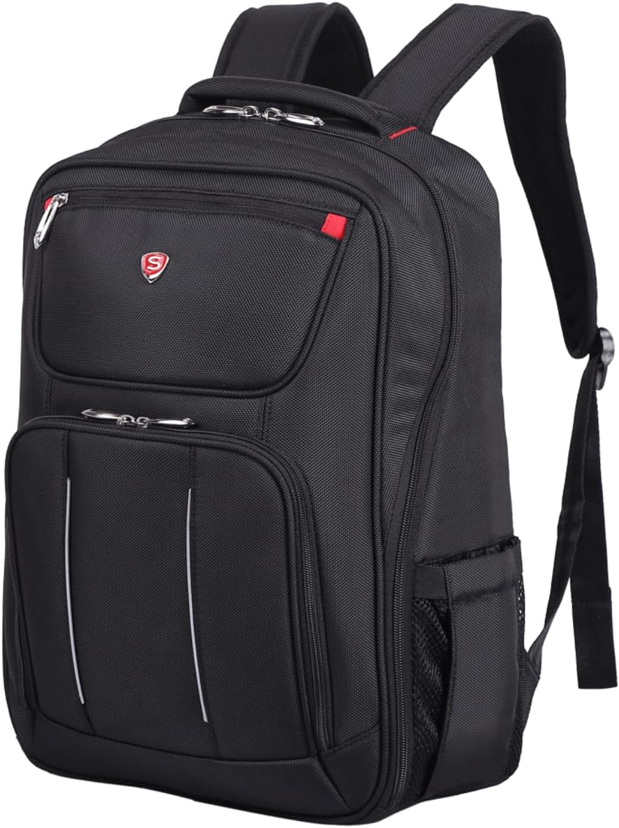 SAKOS TURBO 15.6 Inch Travel Backpack For Men, Laptop Backpack For Men, Business Professionals, Personal Item TSA Approved With Laptop Compartment, Travel Essentials, Carry On Luggage, Black