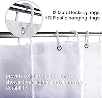 Vista 6 de LiBa Forro de cortina de ducha PEVA con 12 anillos de plástico, forro de ducha impermeable 8G para baño, forro de cortina de ducha de 72 x 72