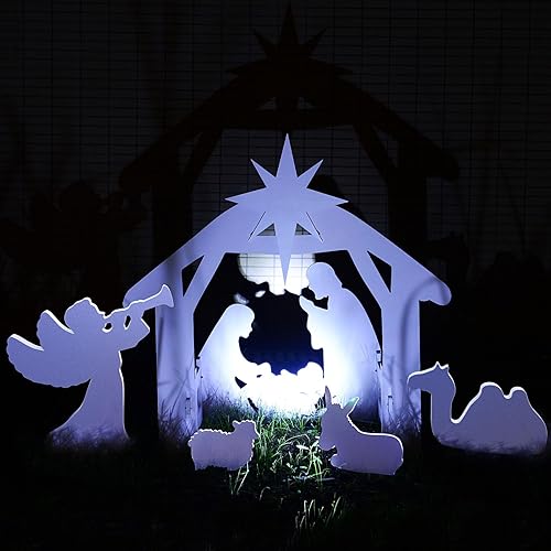 Miniatura 9 de JAZIPO Belén grande al aire libre, resistente a la intemperie, juego de Belén de Navidad para la Santa Familia, decoraciones navideñas al aire libre