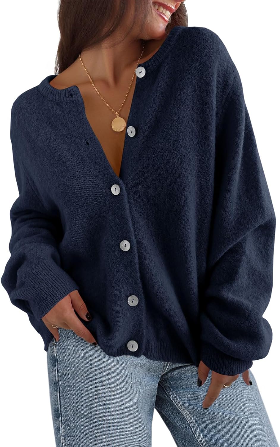 Saodimallsu Womens Cardigan Sweaters Button Down Long Sleeve Knit Outerwear 2025 Trendy Fashion Open Front Outfits