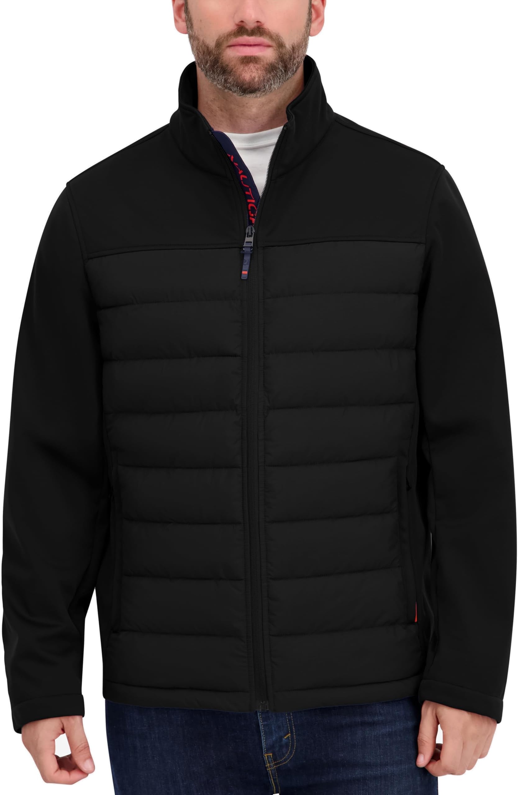 Men's Lightweight Softshell Jacket – Bonded Fleece Lining, Regular, Big & Tall Sizes, Black, Large