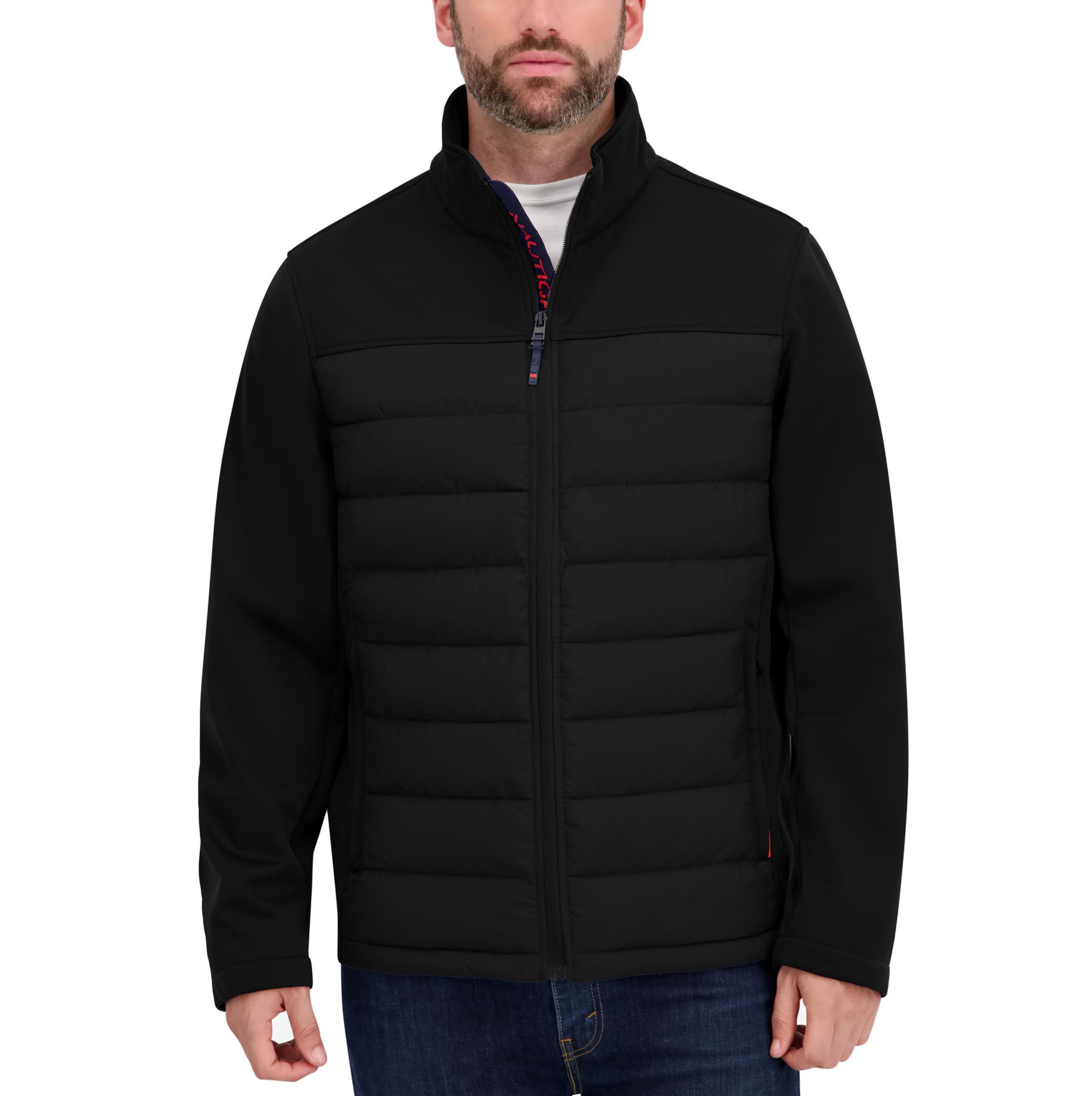 Men's Lightweight Softshell Jacket – Bonded Fleece Lining, Regular, Big & Tall Sizes, Black, Large