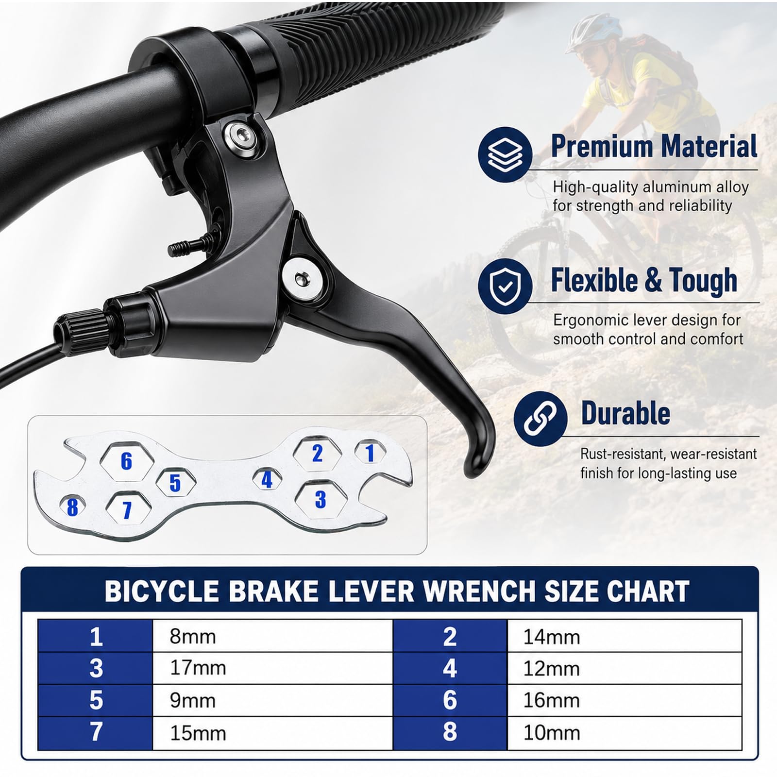 Kit Freni Bici V-Brake Completo con Leve Freno, Cavi Freno Anteriore 75 cm e Posteriore 175 cm, Pattini Freno e Accessori, Set Universale per MTB e Bici da Strada