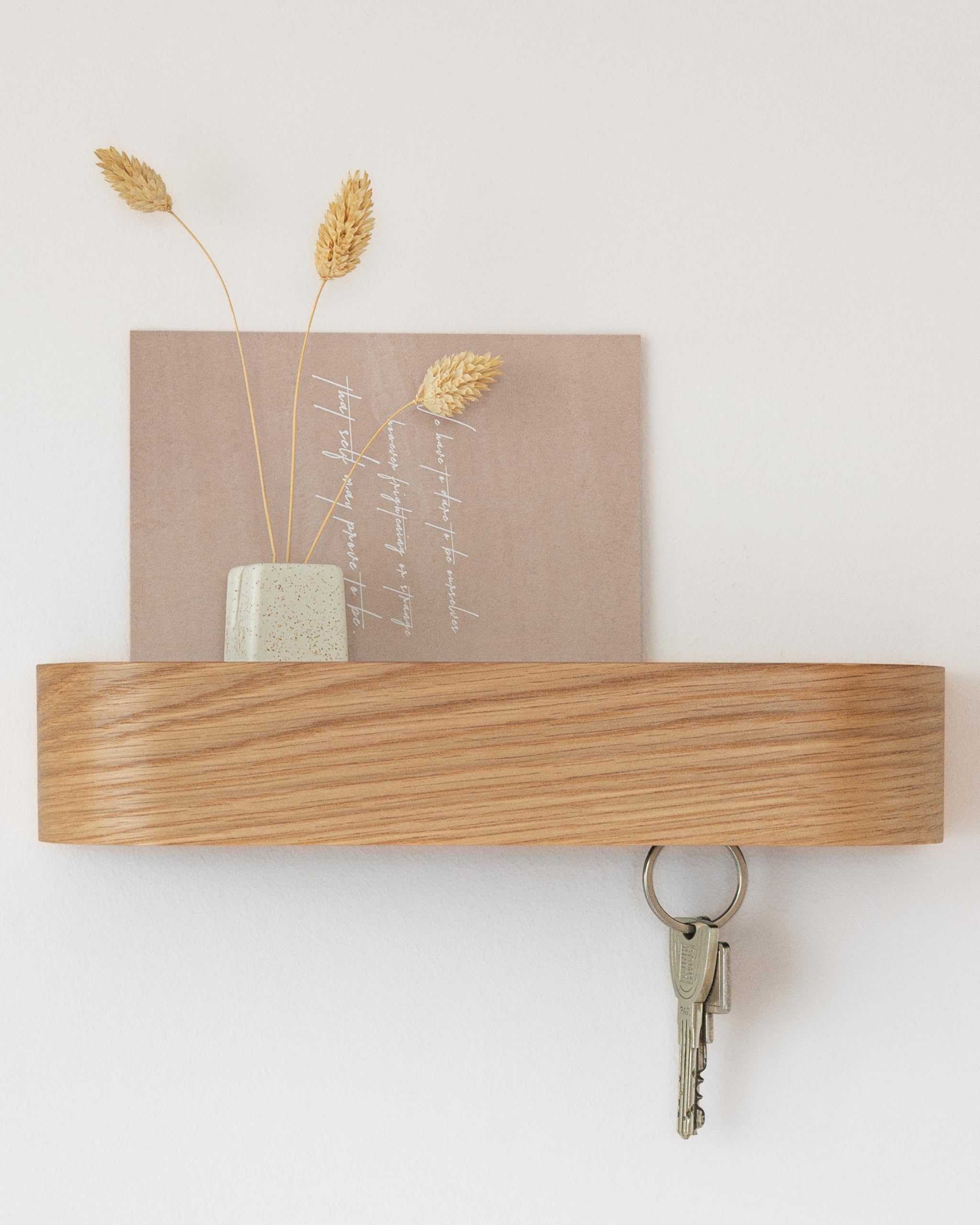 Kazai.® Colgador de Llaves de Pared 'Fyndig' | Diseño Minimalista de Llavero desde Berlín | Porta Llaves con Bandeja de Madera | Cuelga Llaves para Entrada y Pasillo | Roble