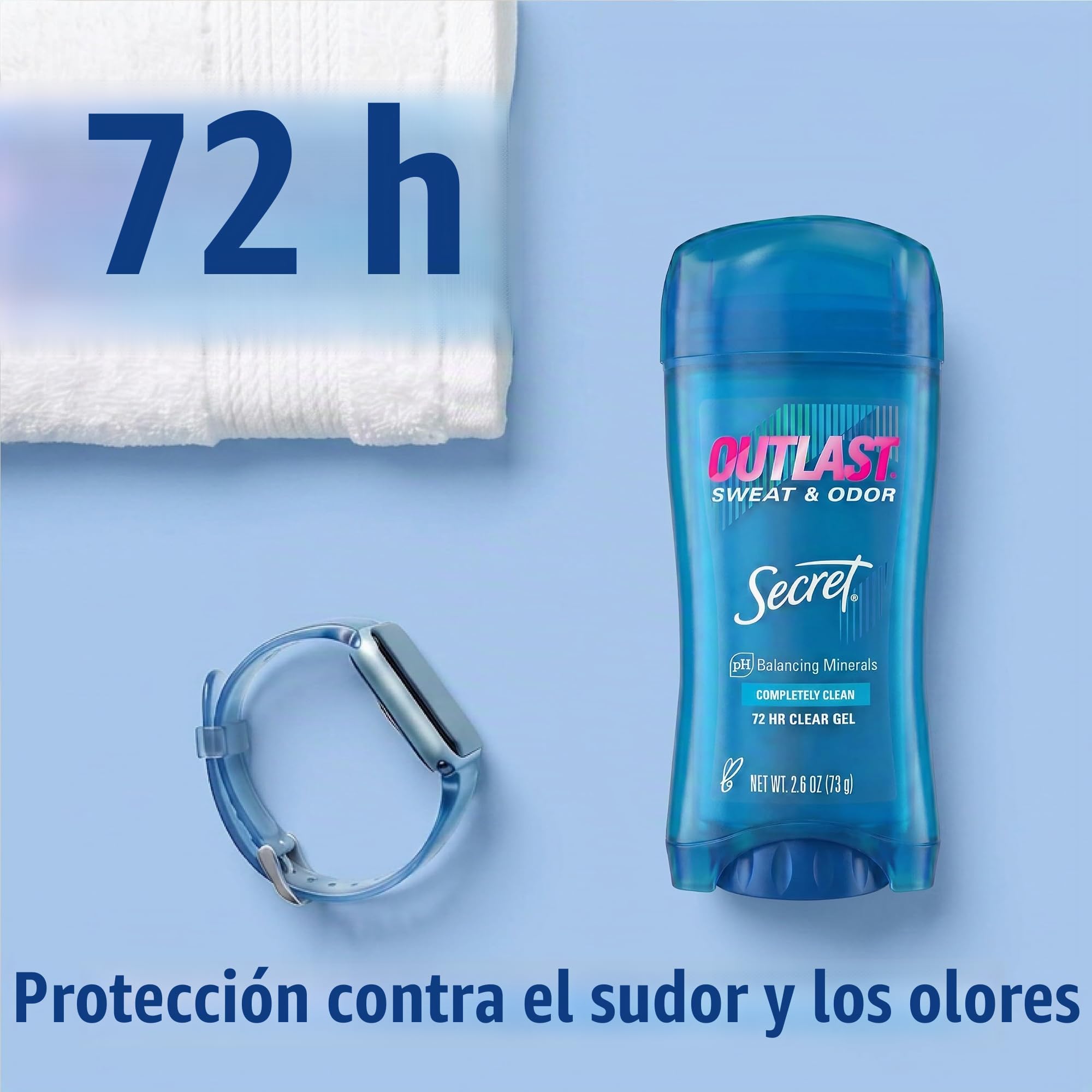 Secret Outlast - Gel antitranspirante y desodorante transparente, absolutamente limpio, 2,6 oz, 2 unidades