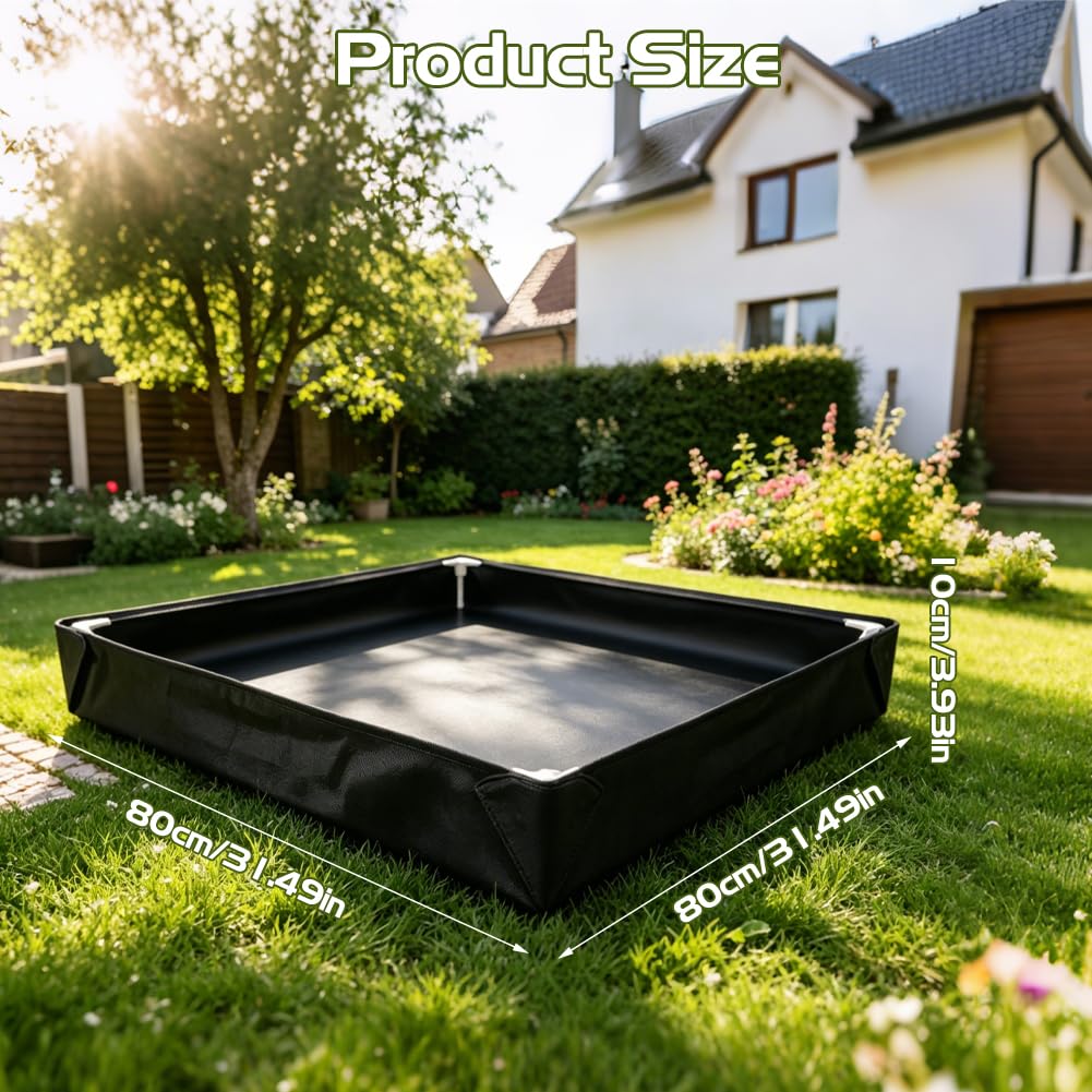 Receveur de douche portable 80 x 80 x 10 cm, base de douche pliable, bac de douche de camping avec tuyau de vidange de 1 m, Oxford durable, imperméable, sol de tente, base de douche de camping, pour