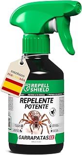 RepellShield® Spray Repelente Garrapatas Humanos y Pulgas -250ml- Uso Interior y Exterior - No Mancha - Aplica en Ropa, Calzado, Textiles, Hogar, Jardín - Antipulgas Natural con Tomillo y Geraniol