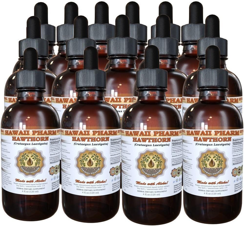 Hawaii Pharm Hawthorn Liquid Extract, Hawthorn (Crataegus Laevigata) Tincture Supplement 15x4 oz