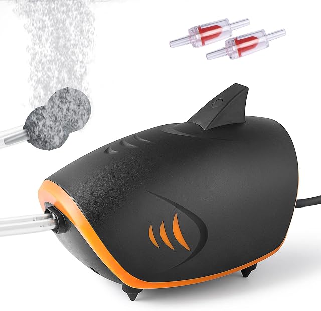 HITOP Powerful Aquarium Air Pump, Dual Outlets Aquarium air pump, Adjustable Oxygen Aerator with accessories, for 60-600L Fish Tank