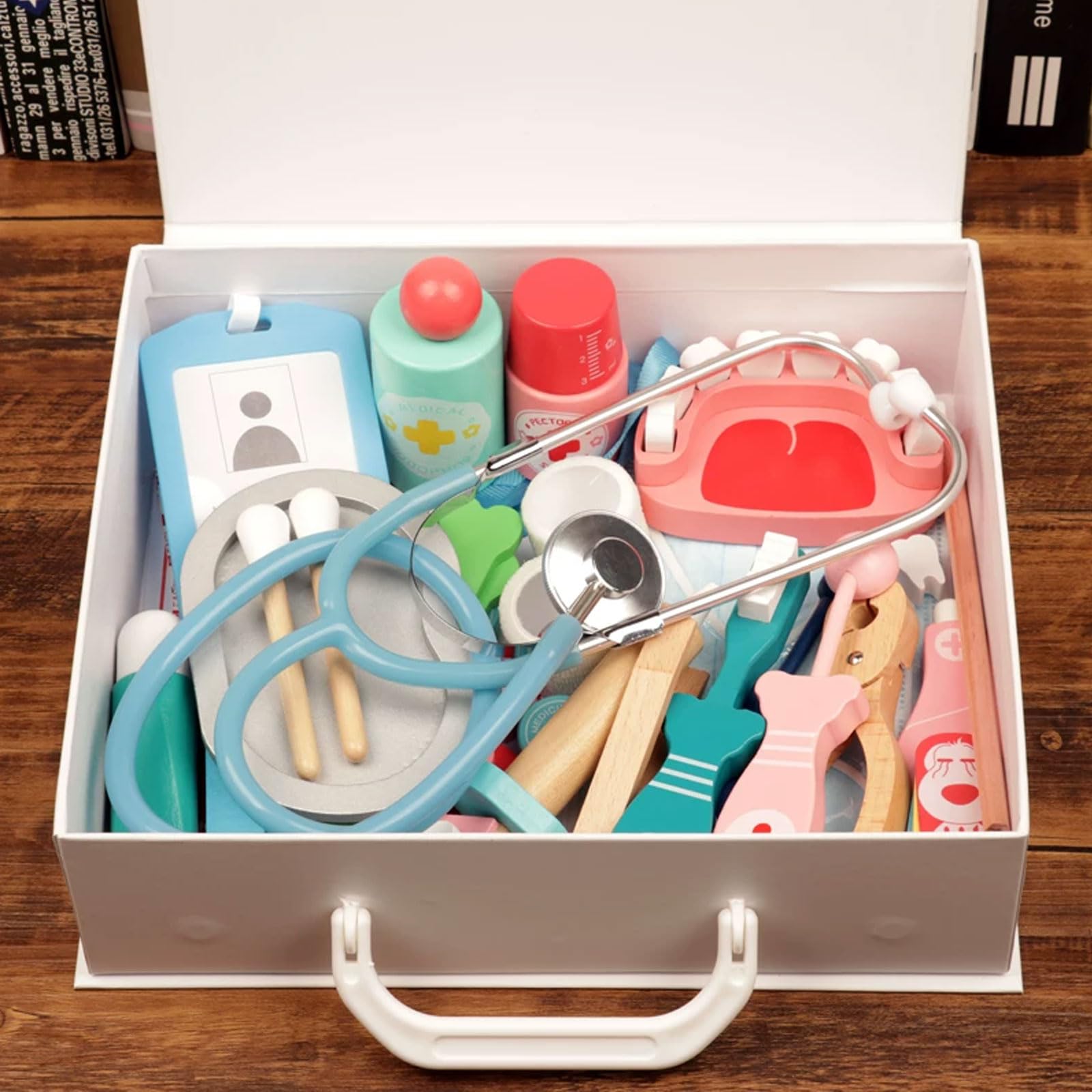 Jeu Docteur Bois Montessori Enfants, kit médical Jeu