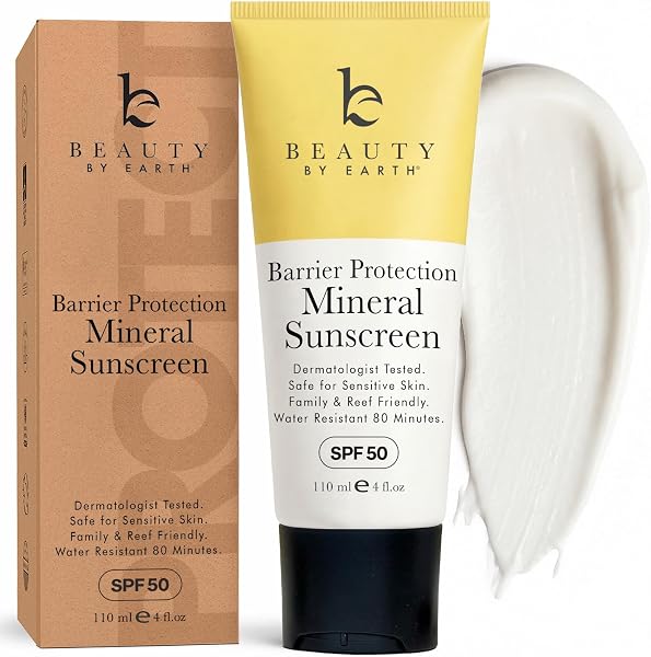Mineral Sunscreen for Body SPF 50 – Reef Friendly Broad Spectrum Zinc Oxide, Made in USA with Organic & Natural Ingredients, Water Resistant 80 Min, Non Toxic Baby Sunblock for Kids, No White Cast