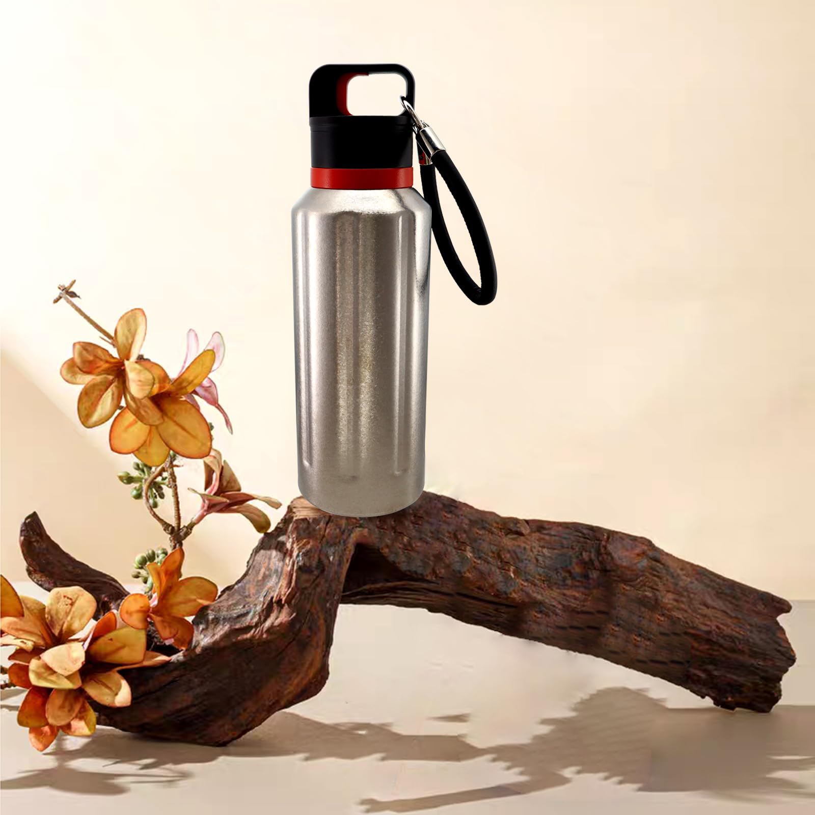 RISON-Titanium 520ml Titan Wasserflasche, Outdoor Camping Doppelwandig Isolierbecher, Leichtgewicht Thermobecher Trinkflasche Wasser Flasche für Sport Radfahren Wandern Picknick Klettern
