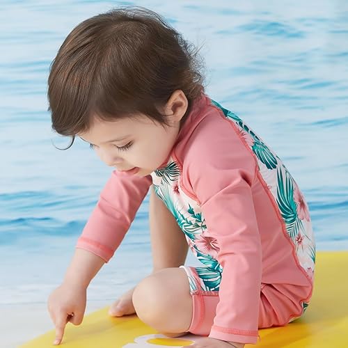 Miniatura 2 de Traje de baño de una pieza de manga larga para bebés y niñas, con protección solar UPF 50+