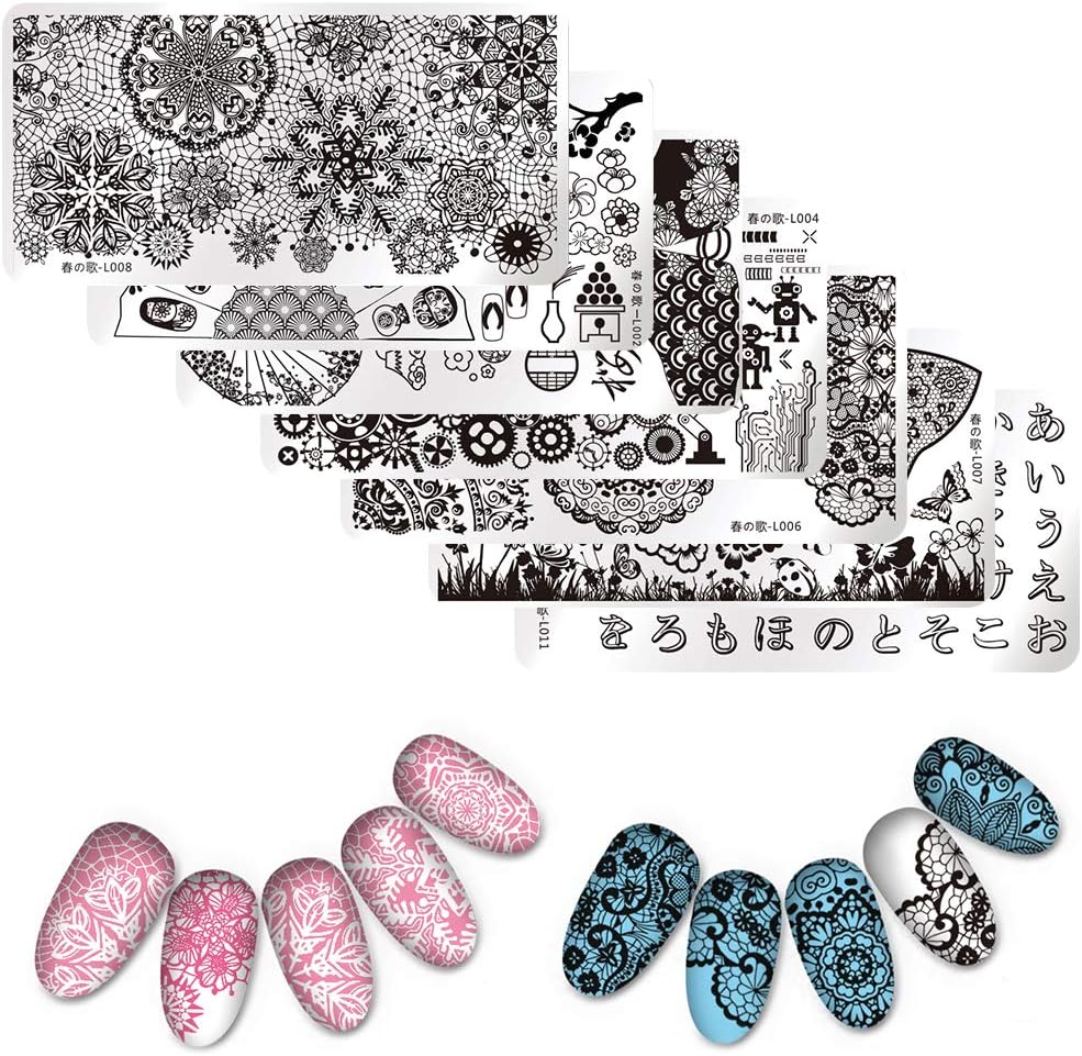 春の歌 ネイルプレートセット 花 和柄 レース 雪花 ひらがな スタンププレートセット 7枚セット スタンピングネイルツール 雪 レース 7枚セット 春の歌 ビューティー 通販 Amazon