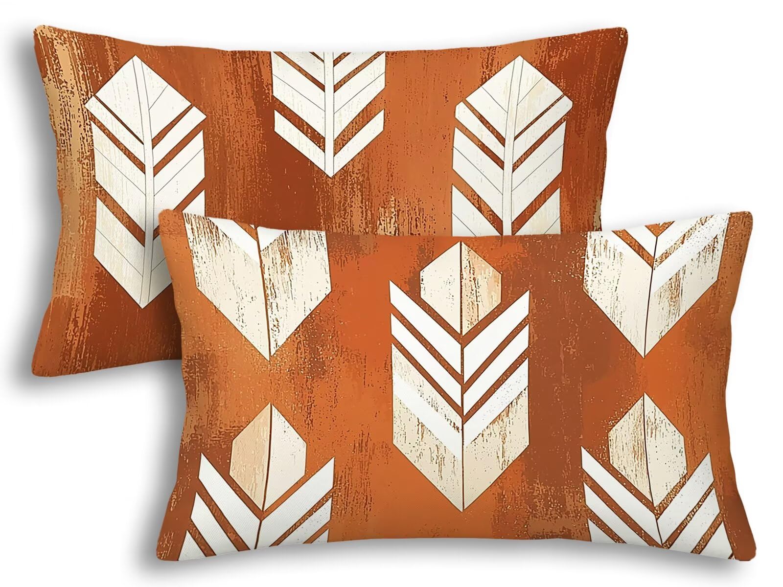 Taie oreiller 40x60 nordique avec impression recto verso durable - Lot de 2 housses orange