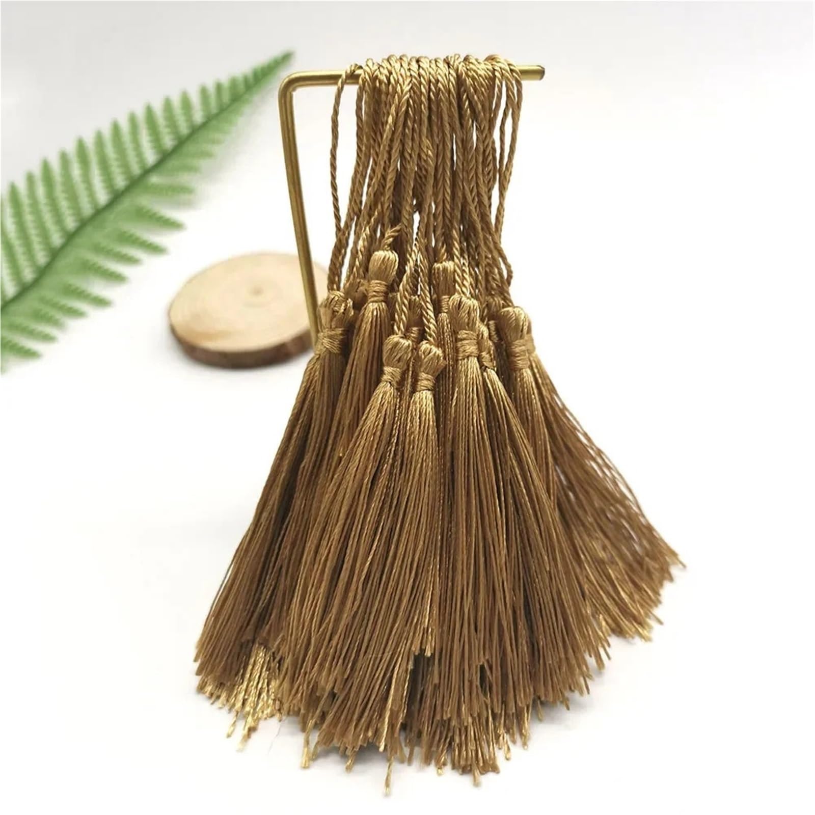 Mini Tassels 500Pcs Silky Tassels Soft Craft Mini Tassels Fringe Trim for Sewing Jewelry Making DIY Gift Tag Projects Bookmarks for Crafts(02 brown)